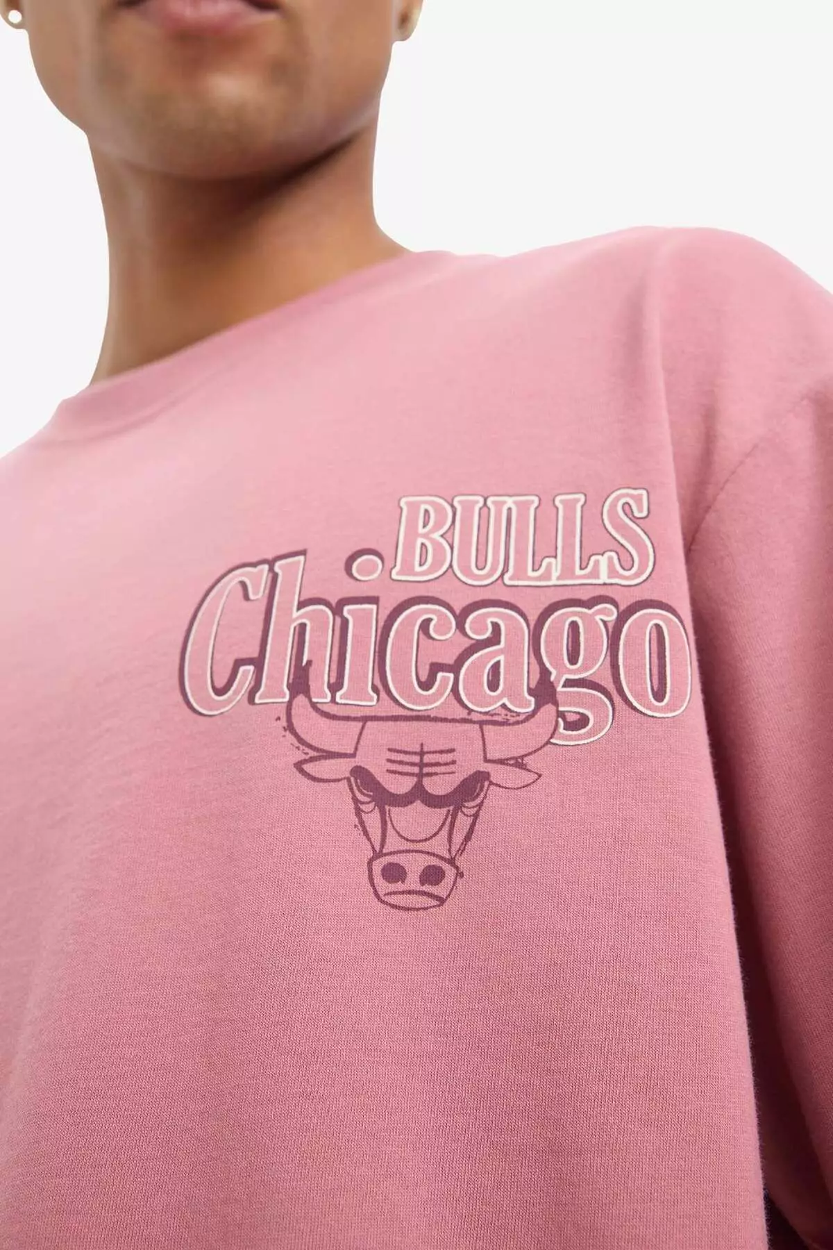 Defactofit Nba Chicago Bulls Boxy Fit Crew Neck Back Printed Short Sleeve T-Shirt E2184Ax25Sm