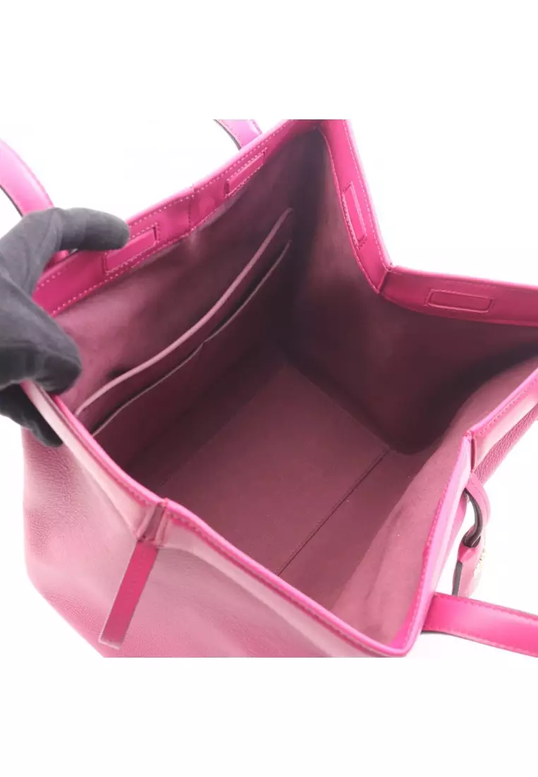 Pre-Loved Fendi ORIGAMI MEDIUM origami Medium Shoulder bag tote bag leather Pink purple