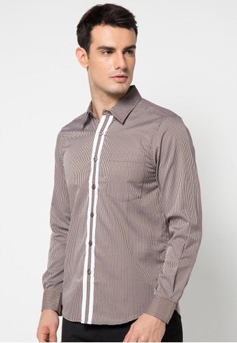 Jual YEGE  Long Sleeve Stripes Textured Shirt Original 