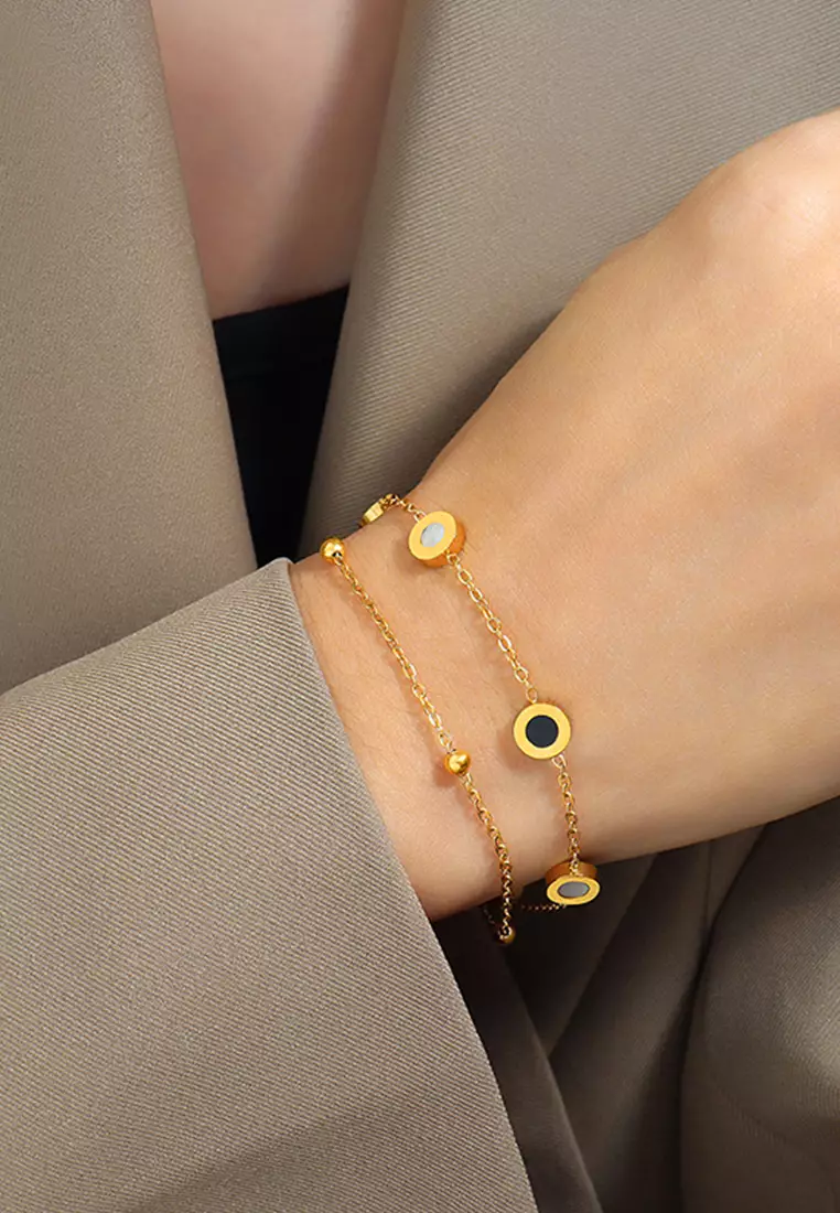 Gelang Titanium Wanita KoreaAnti Pudar Rantai Ganda Bracelet Gelang Cewek gold color