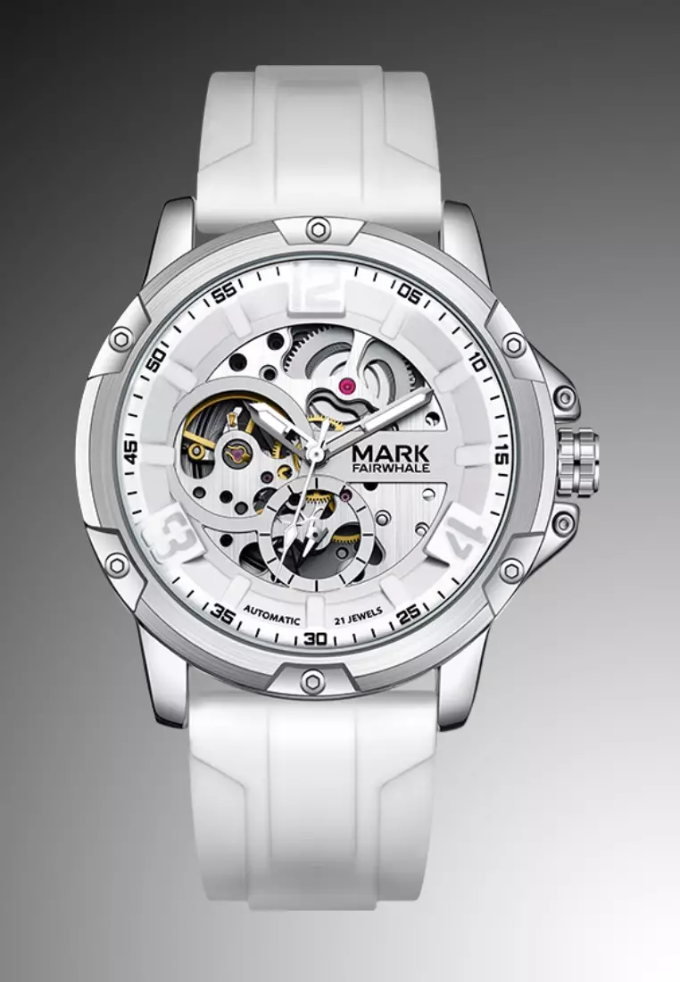 Unisex Automatic Stainless Steel Watch, 43mm, Rubber Strap