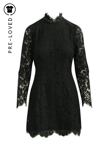 Ganni black lace dress clearance