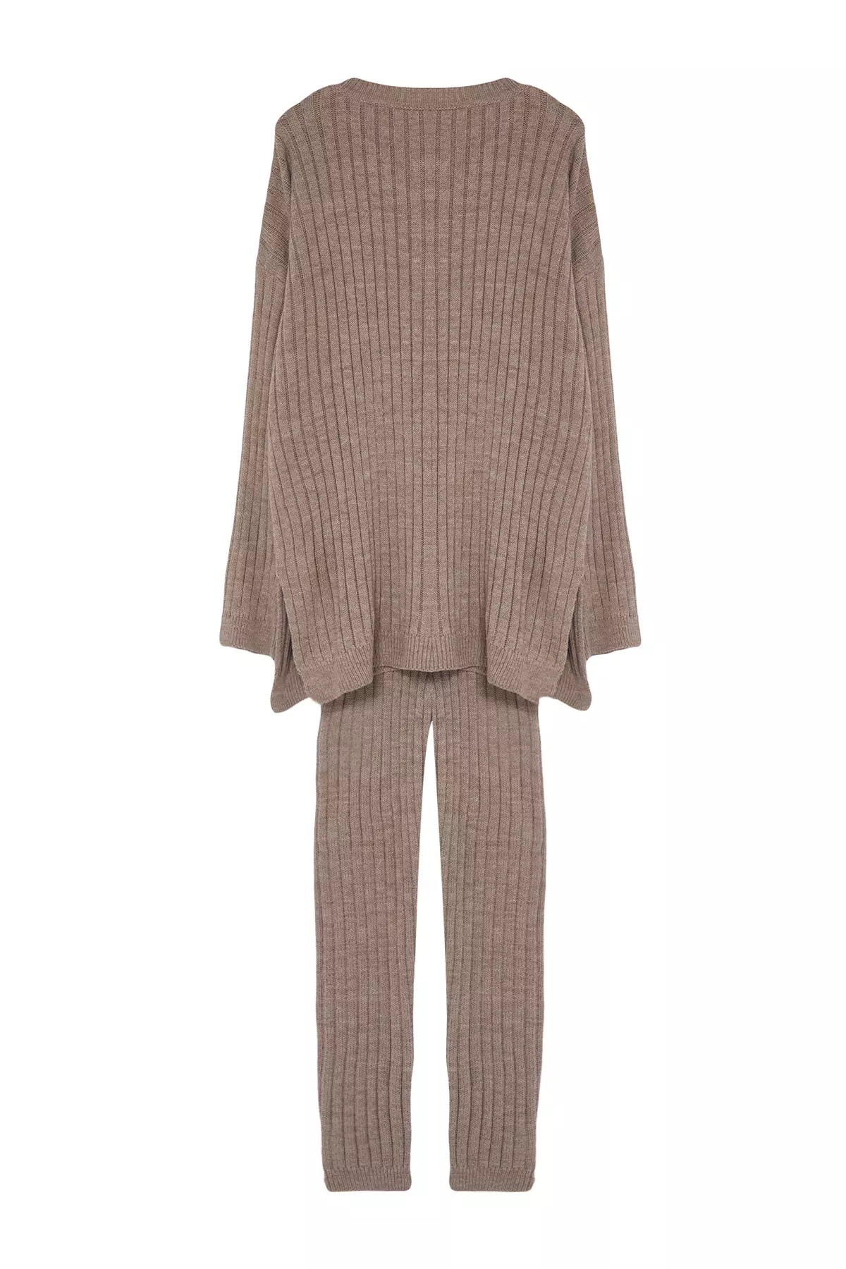 Mink Ribbed Wide Pattern Knitwear Bottom-Top Set