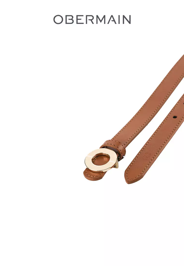 Ladies Belt 20MM Flat Buckle Leather Orange