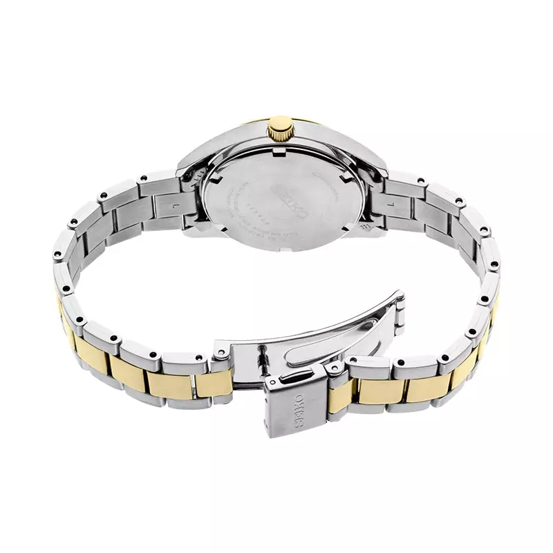 Jam Tangan Wanita Seiko Classic SUR354P1 Gold Dial Dual Tone Stainless Steel Strap