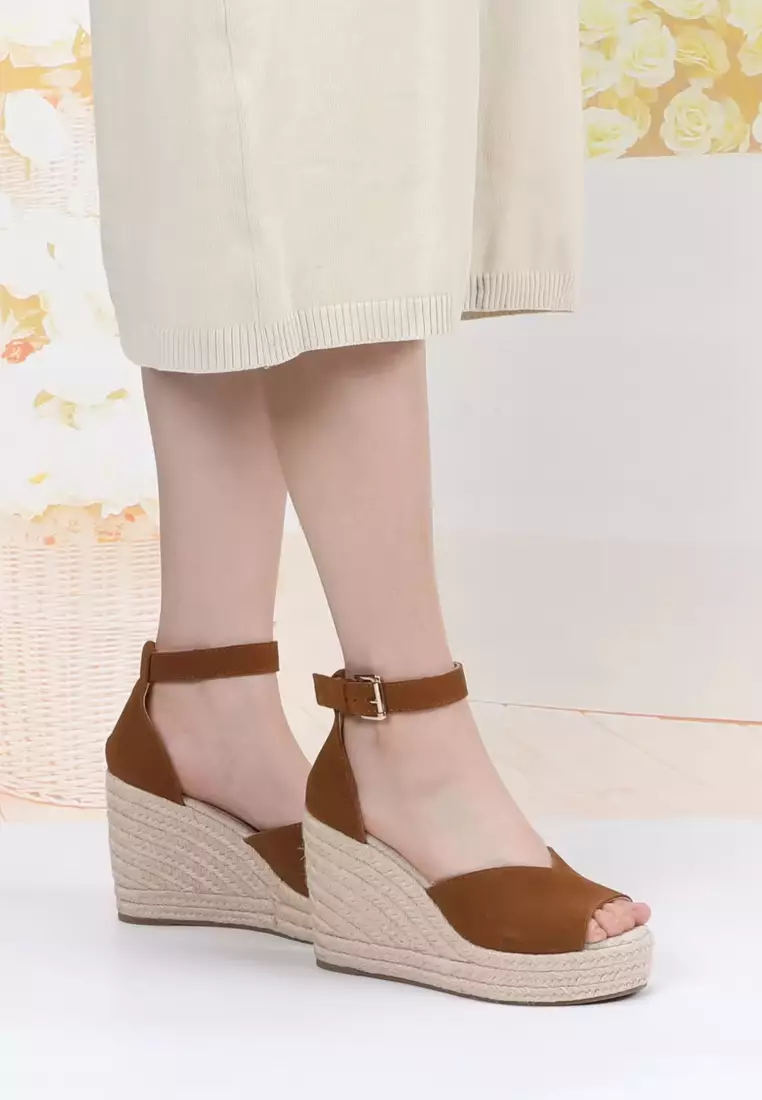 11CM Buckle Strap Suede Wedge Espadrilles HB0406121