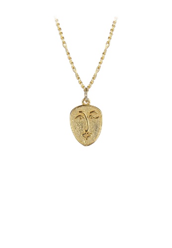 Glamorousky silver 925 Sterling Silver Plated Gold Fashion Creative Face Geometric Pendant with Necklace F5552AC8BE66D4GS_1