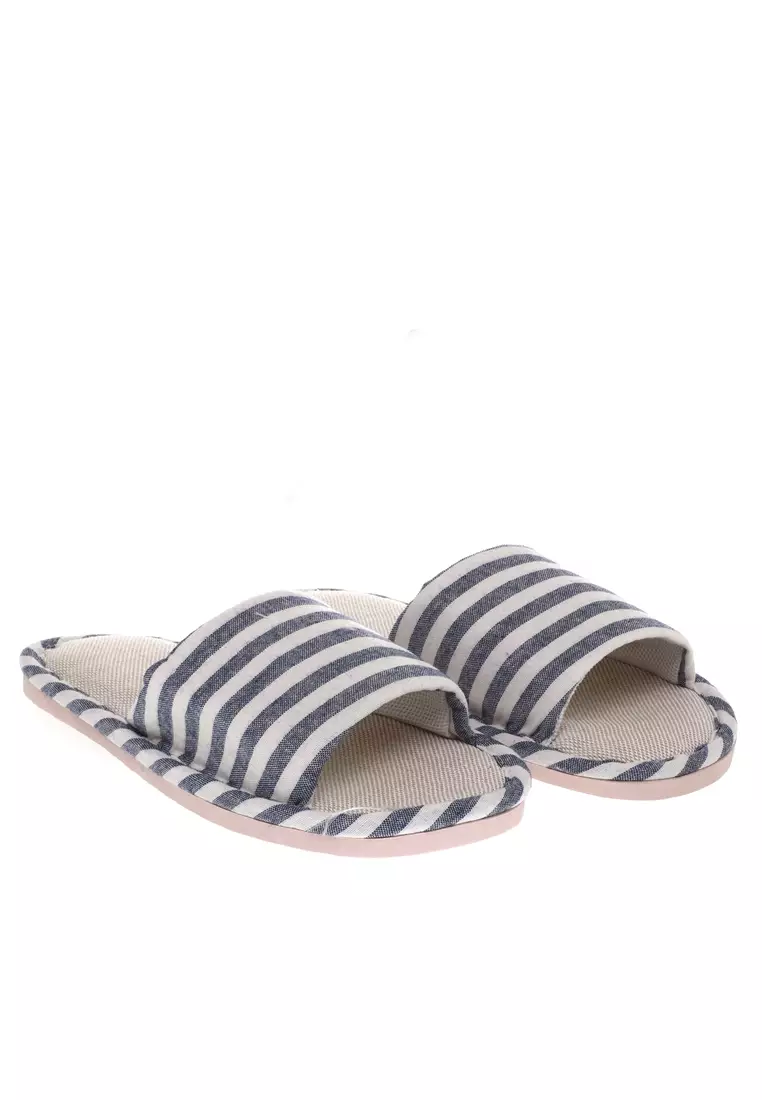 Asher Sandal Selop Wanita Comfy Kain Indoor Size 40/41 Material Linen ORIGINAL - Blue