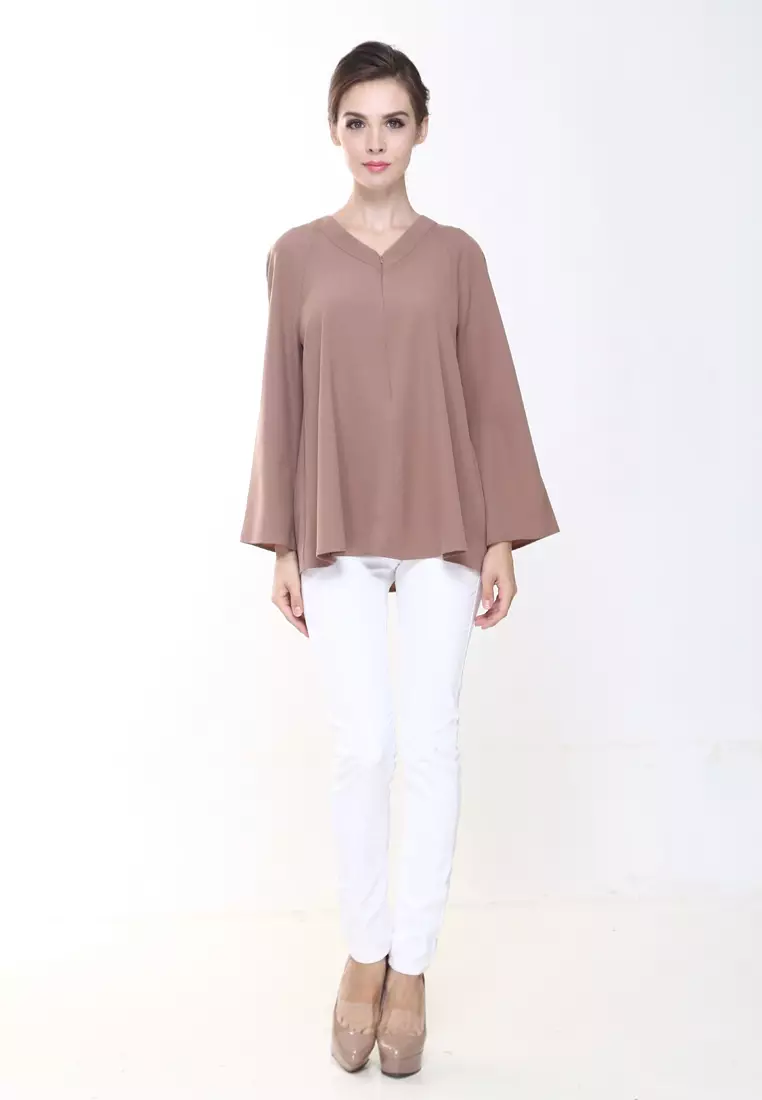 Vivi Top V-neck Loose style in Brown