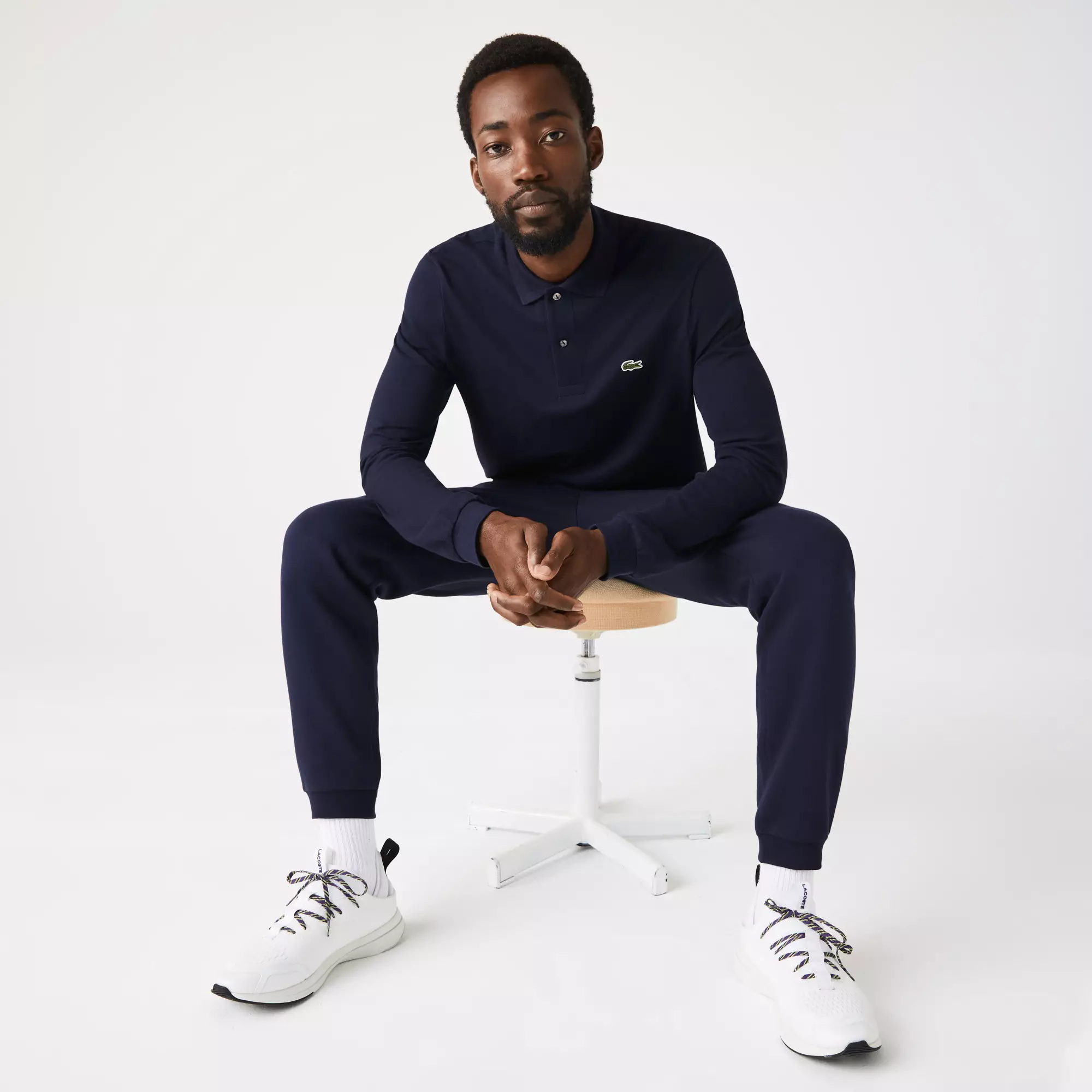 Classic Fit Long Sleeved L.12.12 Polo Shirt - BLUE