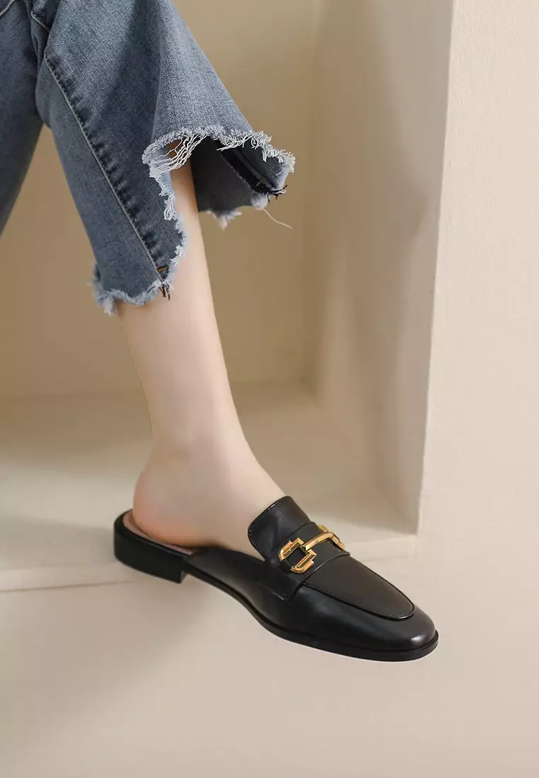 Horsebit Synthetic Leather Mules WW340-6