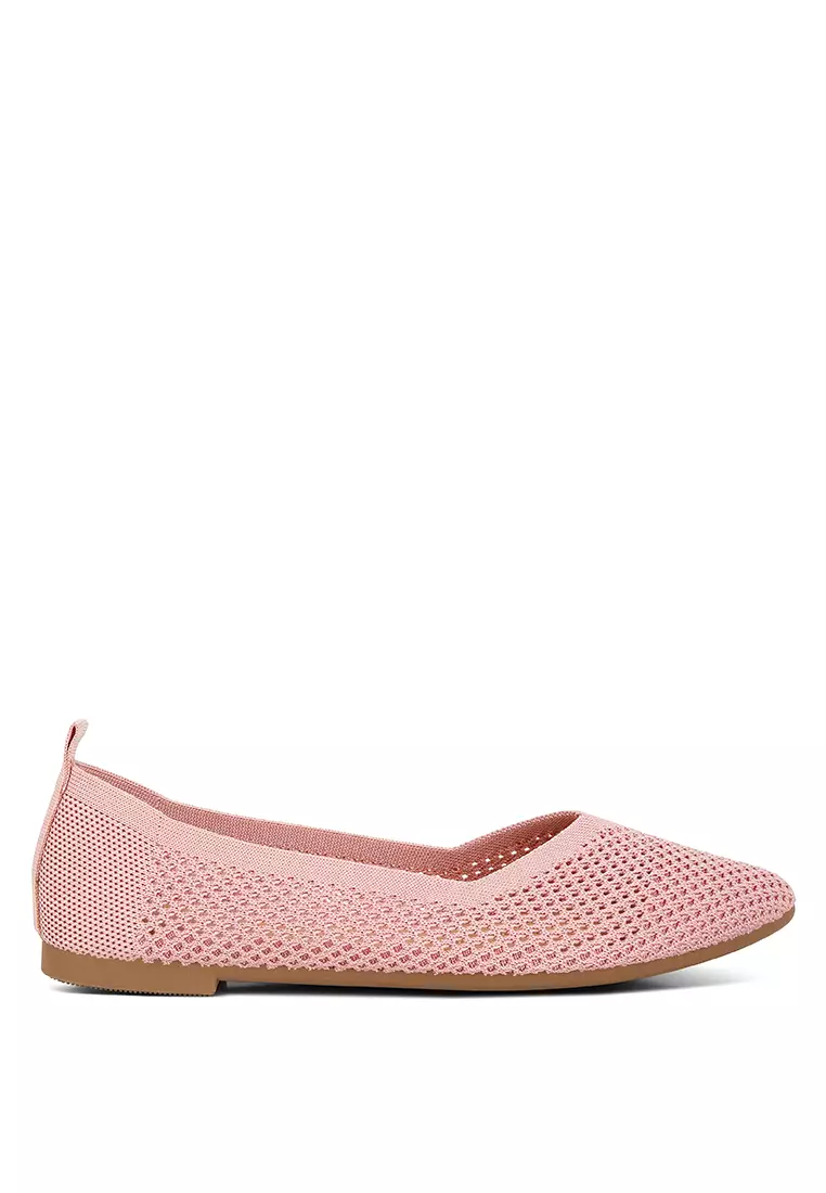 Discount on London Rag  shoes - SKU: Fly Knit Slip On Ballerinas In Pink