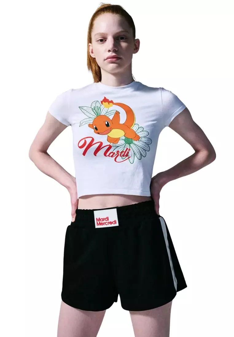 Cropped Tshirt Flower Hitokage White