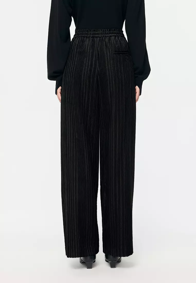 寬鬆羊絨休閒闊腿褲