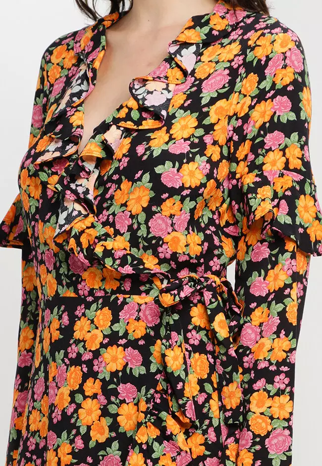 Topshop ruffle wrap deals dress