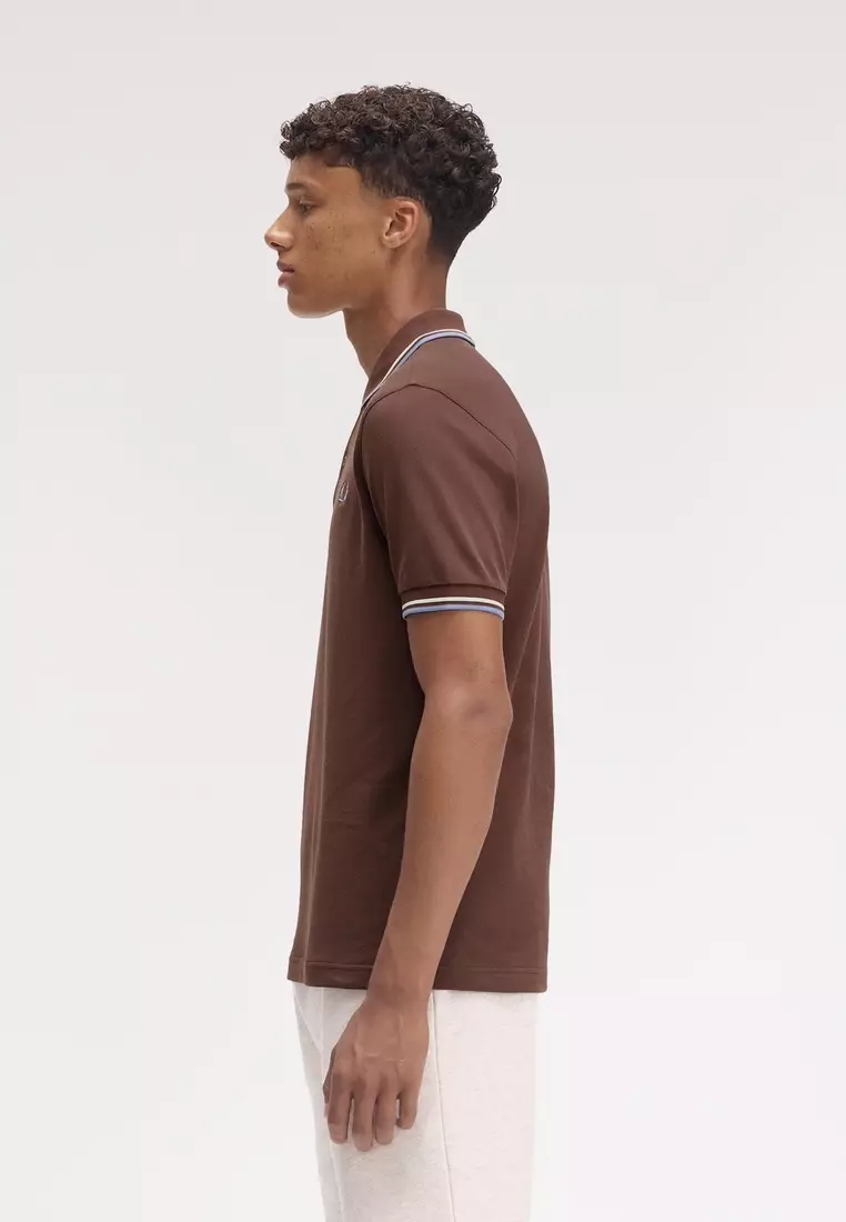 Fred Perry M3600 Twin Tipped Fred Perry Shirt (Carrington Brick / Ecru / Light Smoke)