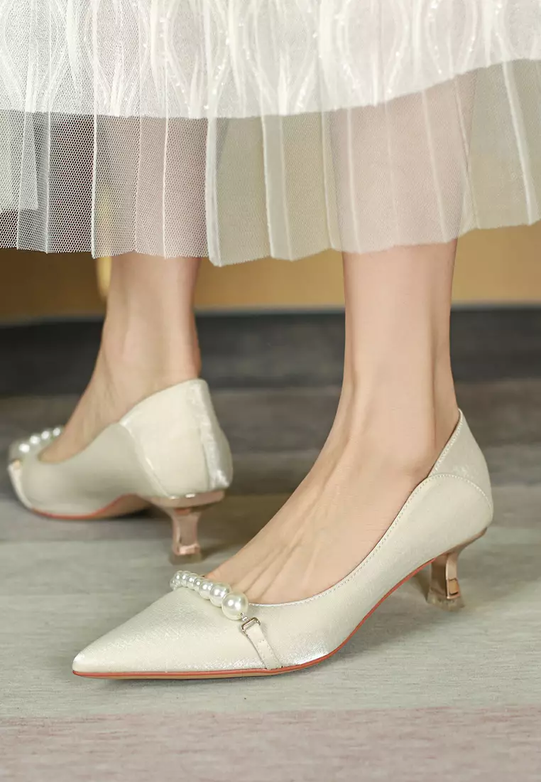 5CM Pearl Chain Synthetic Leather Pumps 2046-9