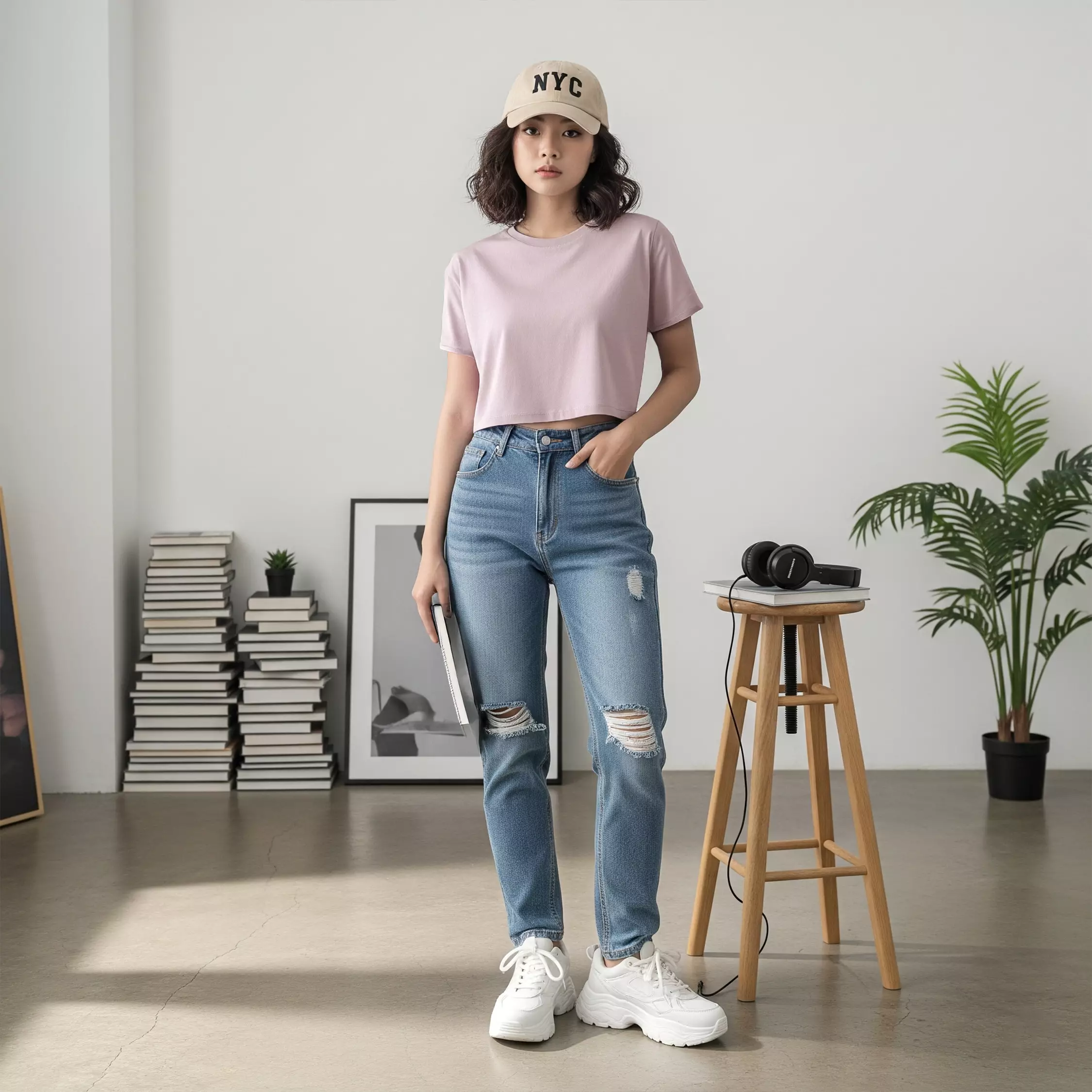 Kale VIONA DUSTY LILAC / Atasan Crop Wanita / Kaos Wanita / Baju Cewek