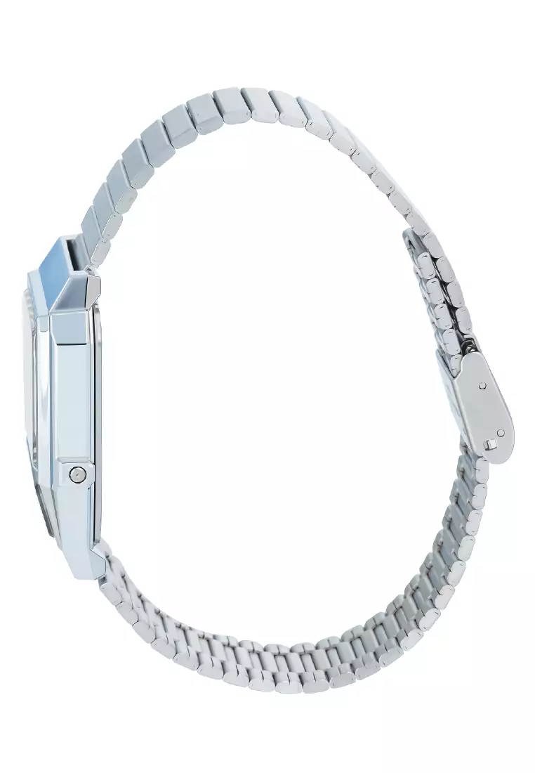 Casio Vintage Analog Digital AQ-800E-7A2 Jam Tangan Unisex - White Dial Silver Stainless Steel