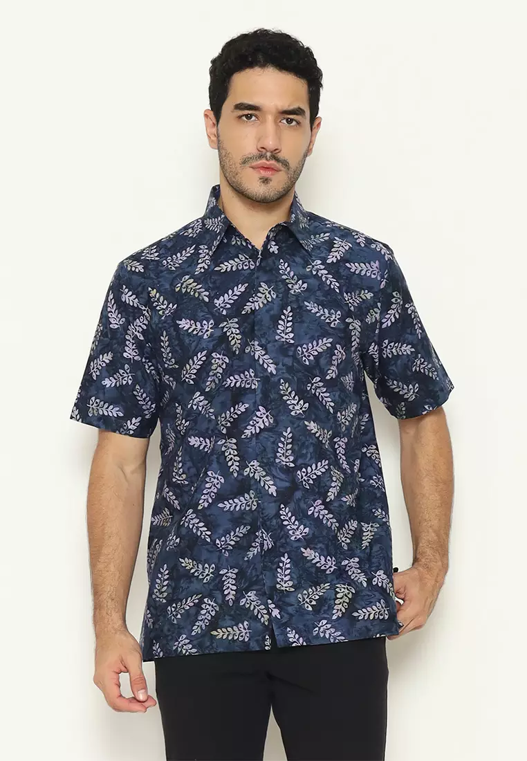 Signature Hadinata Batik Pria Kemeja Pendek Cap Furing Vasant