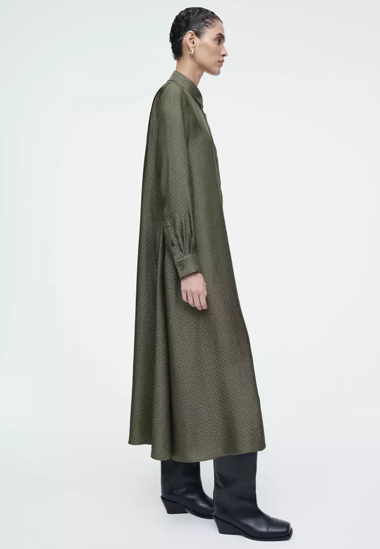 Herringbone Maxi Shirt Dress