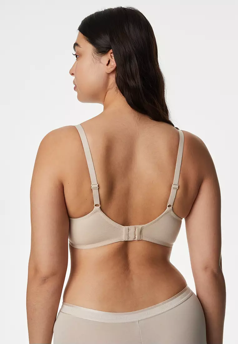 Buy Marks & Spencer Pack Of 3 Cotton Underwired Plunge T Shirt Bras In  Multiple Colors