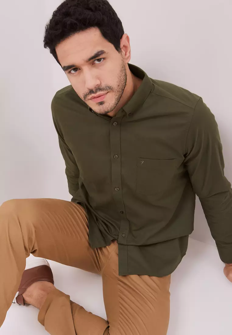 Jobb Bellagio Kemeja Pria Lengan Panjang Slim Fit Olive