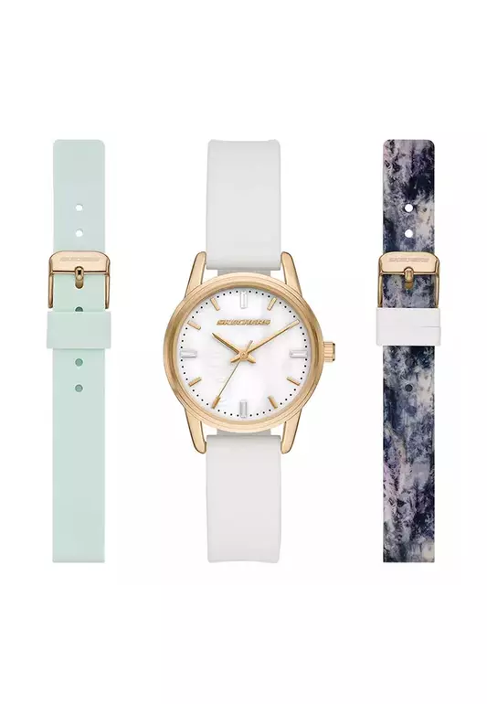 Women's Interchangeable Strap White Silicone Analog Watch SKC-SR9088