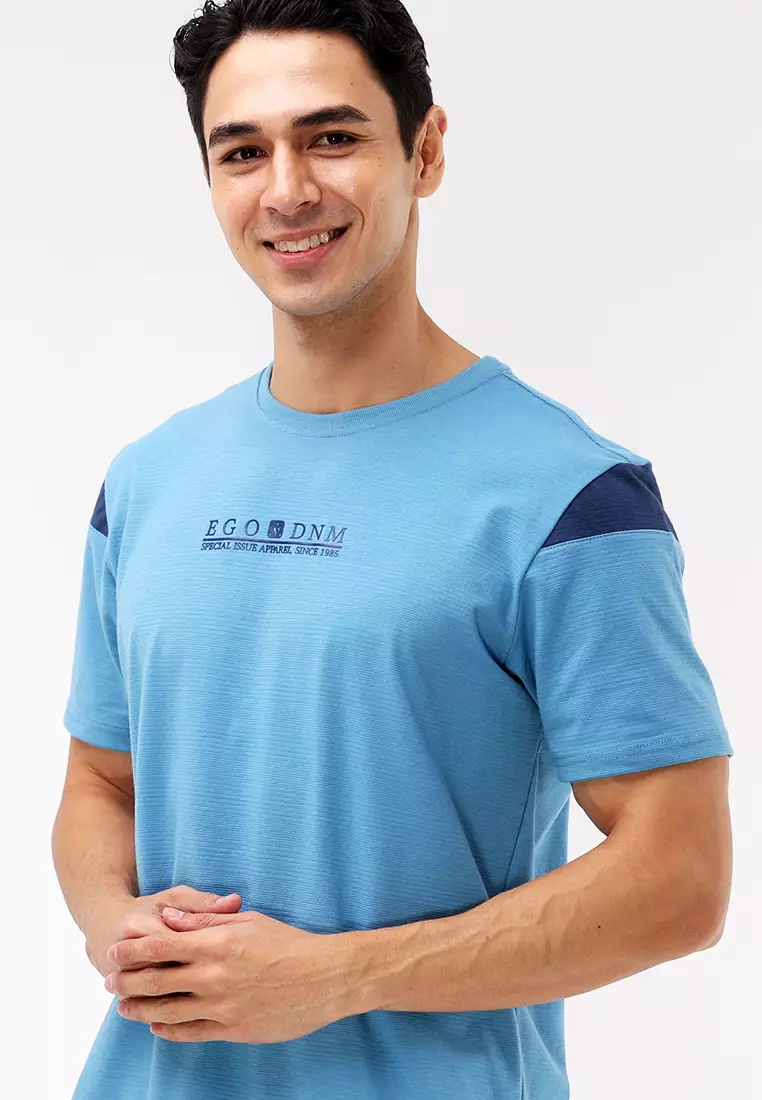 Round Neck Streaky Short Sleeves T-Shirt