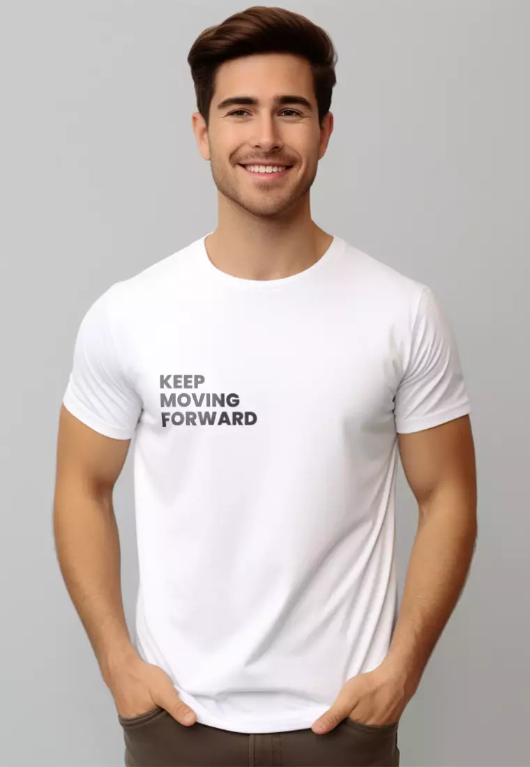 NTD93 Kaos Gym Stretch Nade "keep moving forward" putih
