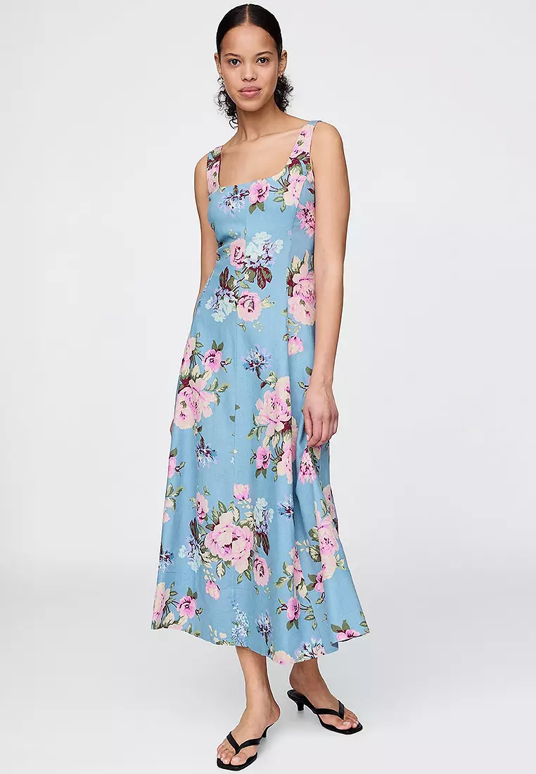 Buy GAP Linen-Blend Midi Dress Online | ZALORA Malaysia