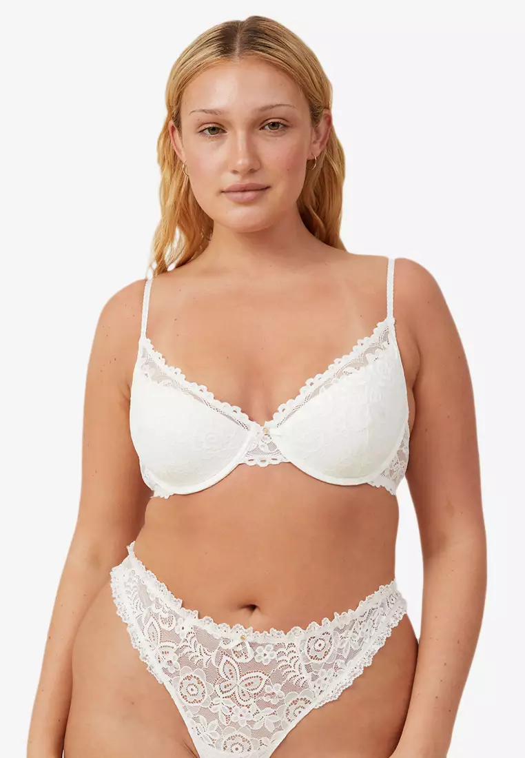 Buy Cotton On Body Butterfly Lace Lightly Lined Bra in Cream 2024 Online