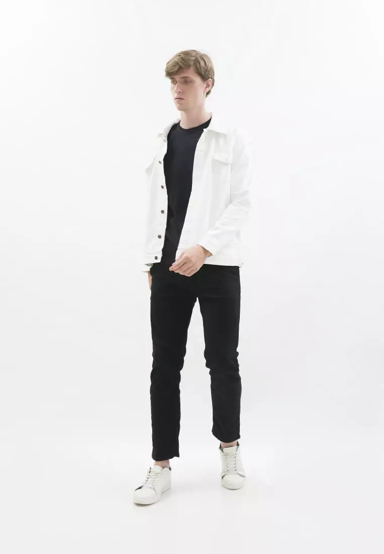 Jaket Jeans Pria Polos Tebal Dilan Jaket Denim Putih