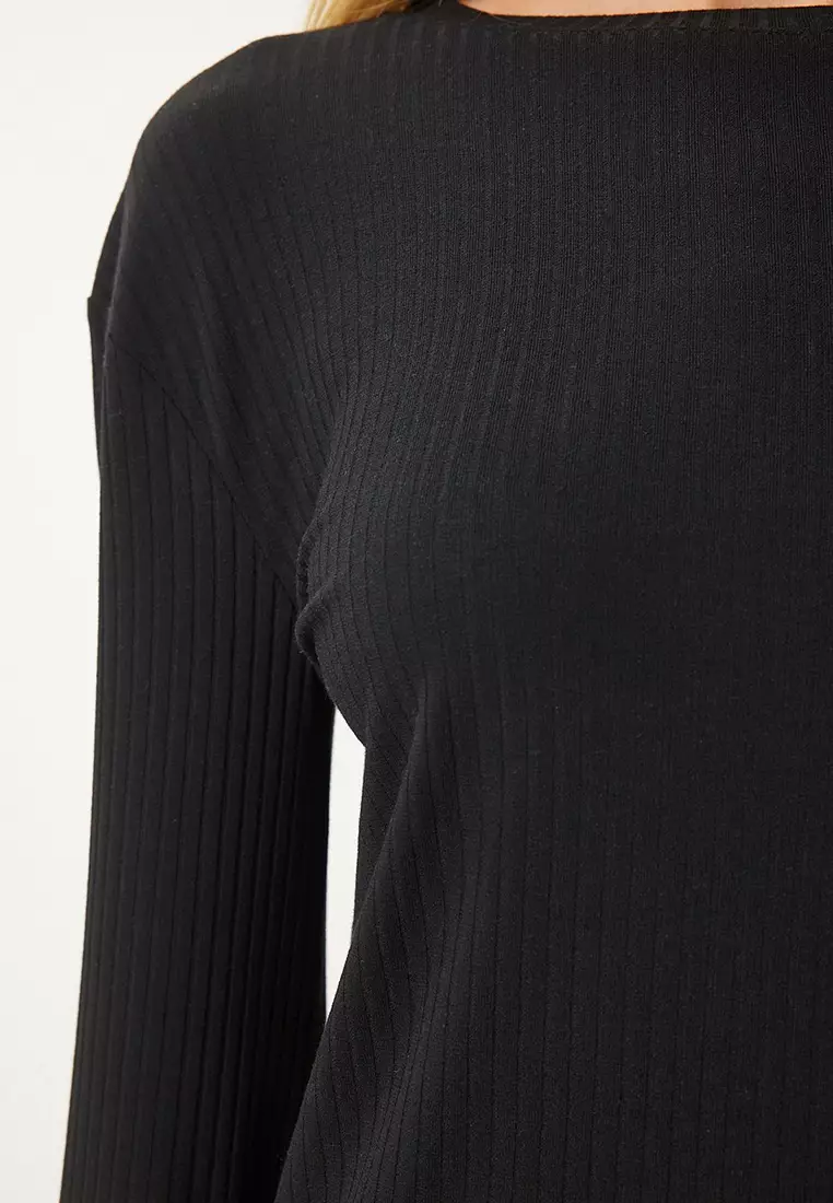 Comfortable Ribbed Knitted Blouse Trousers Set