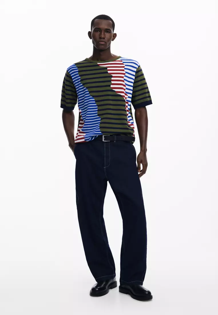 Asymmetric striped T-shirt