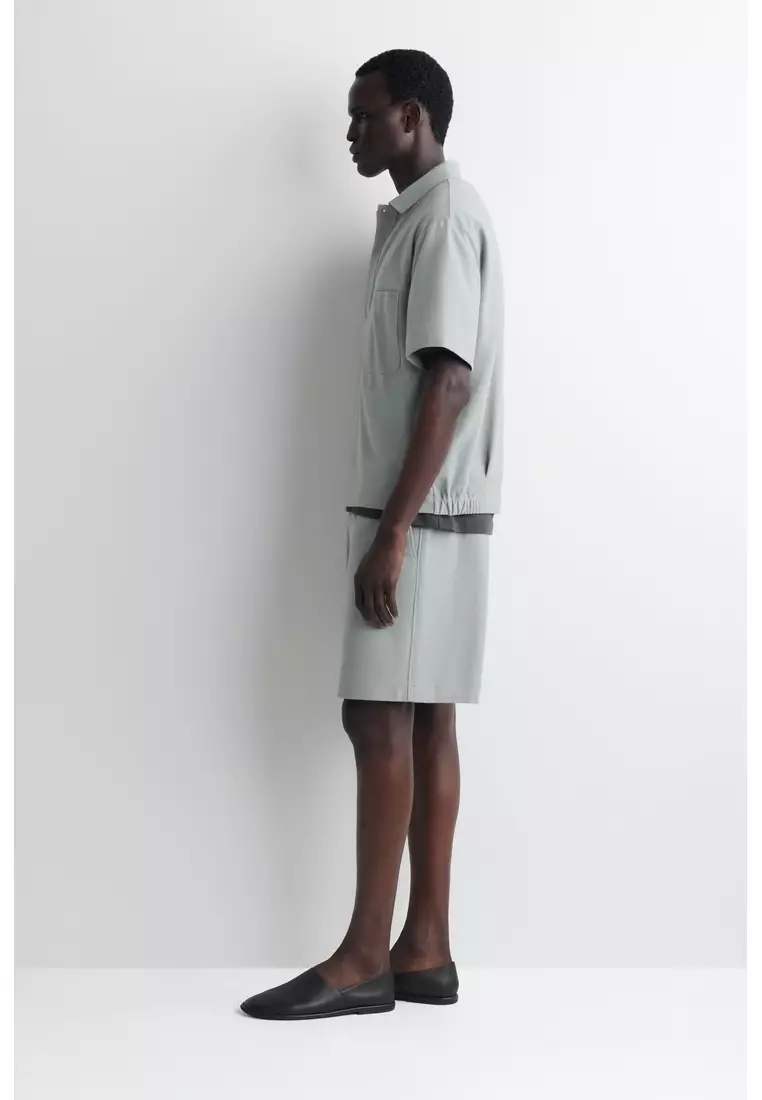 ELASTICATED COTTON-PIQUÉ SHORTS