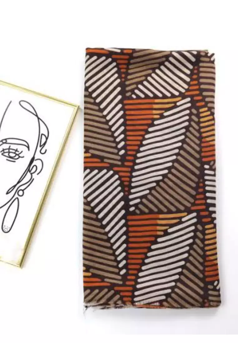 Aksesoris Wanita Leafy Pattern  Viscose Shawl Syal Wanita Brown & Multi