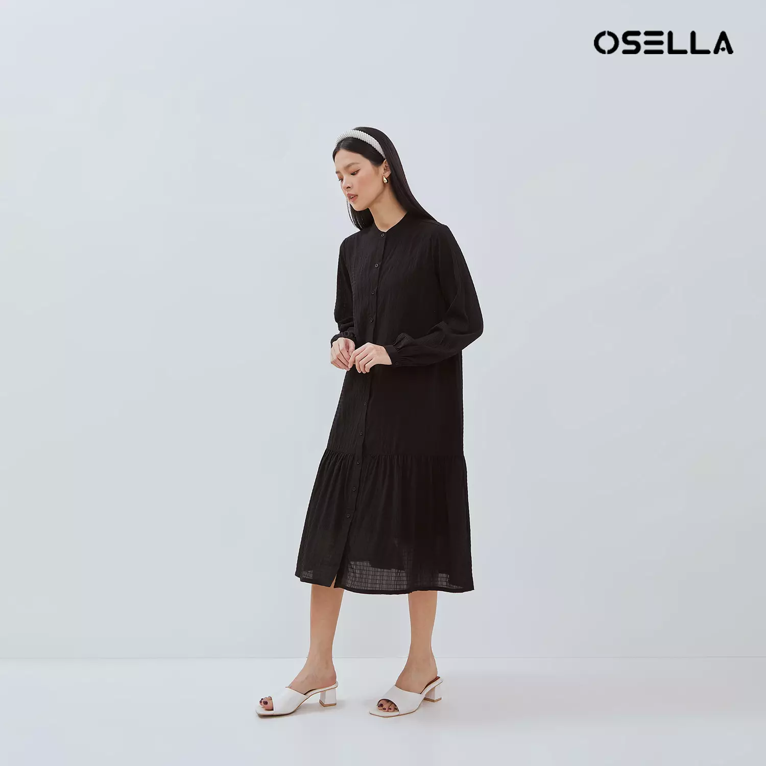 [NEW] Osella Gracia Midi Dress Black 2157500943 |  Midi Dress Lebaran Wanita