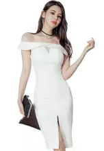 Buy Sunnydaysweety Sexy Off-The-Shoulder One-Line Neck Hip
