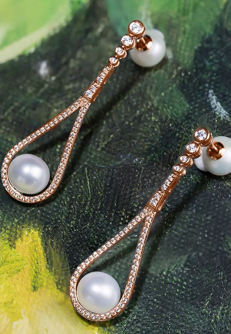 Freshwater pearl hotsell drop earrings gold