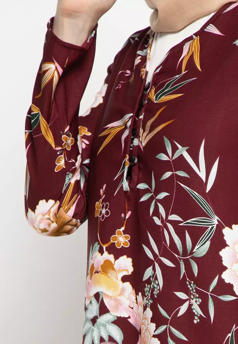 Eva Maxi Dress In Maroon Print