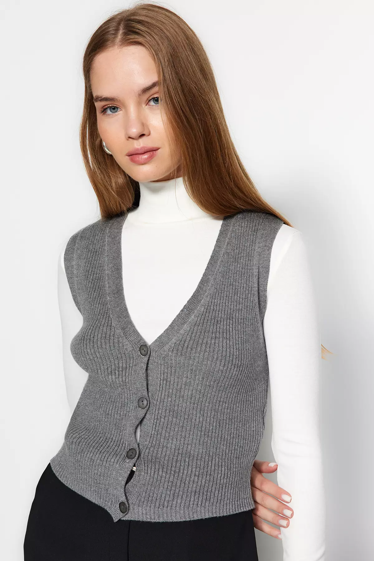 V-Neck Knit Vest