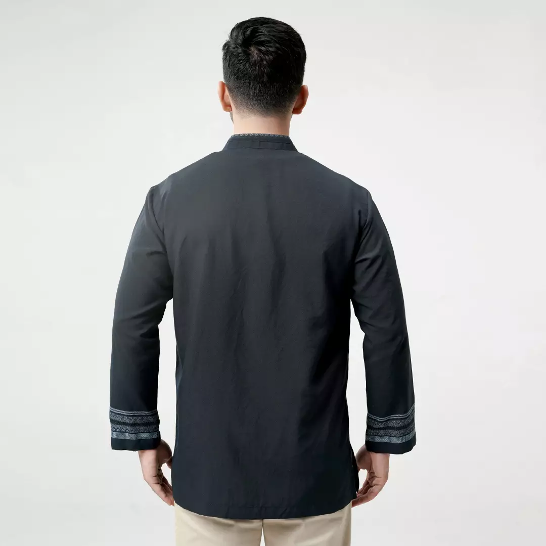 Rabbani - Kemeja Koko Muslim Pria Lengan Panjang Dewasa Faheem Exclusive - Blue Black