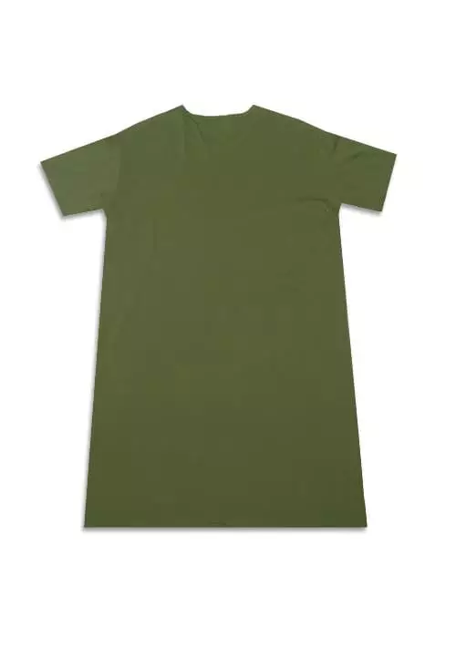 LTF01 long dress kaos t shirt wanita oversize polos green army