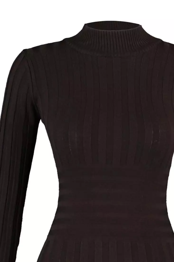 Knit Standing Collar Mini Dress