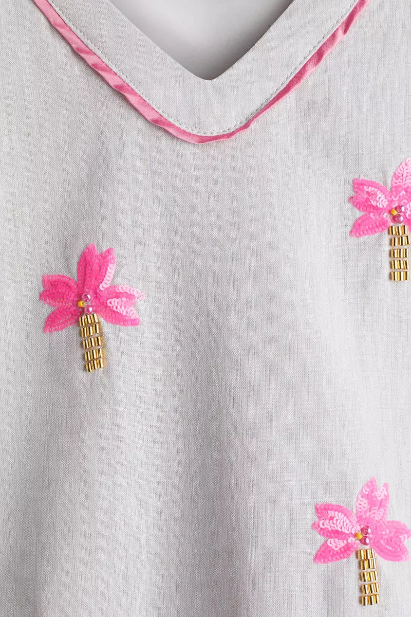 Sequined linen-blend dress