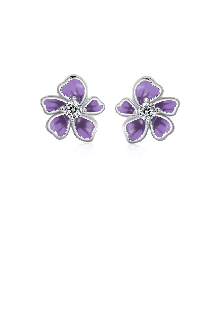 Purple and clearance silver earrings