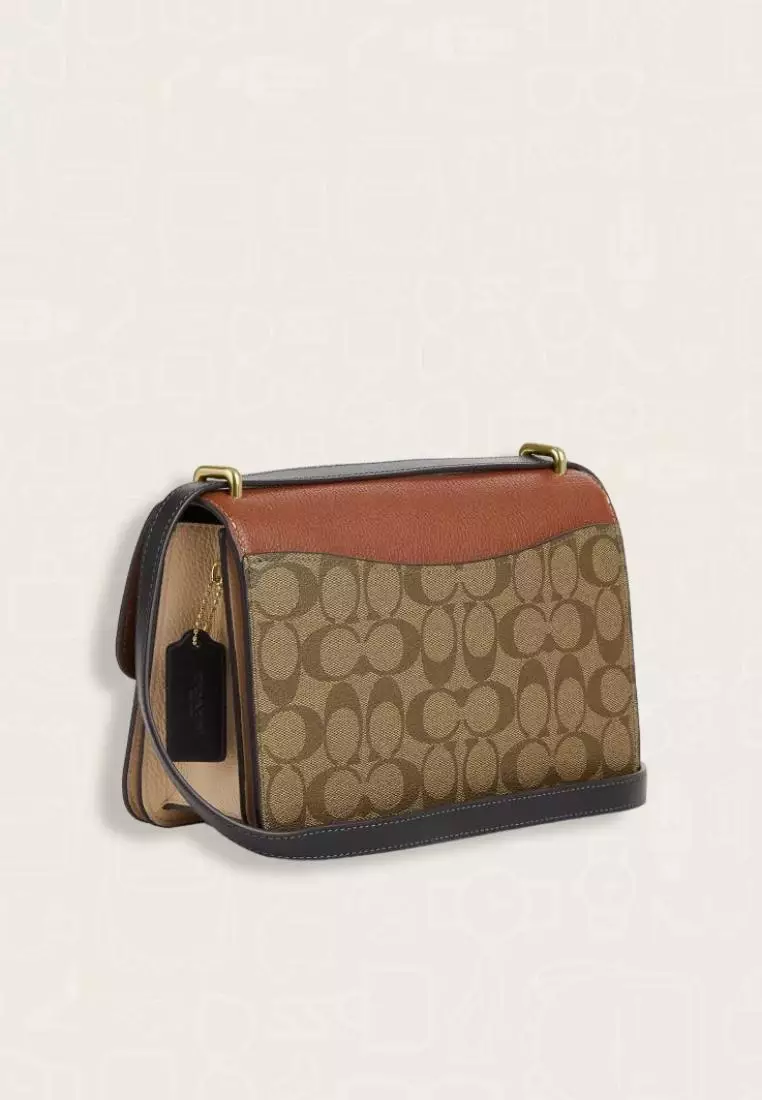 Coach Large Morgan Square Crossbody In Colorblock Signature Canvas Khaki Multi