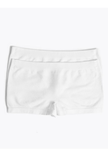 MARKS & SPENCER white M&S 2 Pack Seamfree Shorts (6-16 Years) 45E94KA957C186GS_1