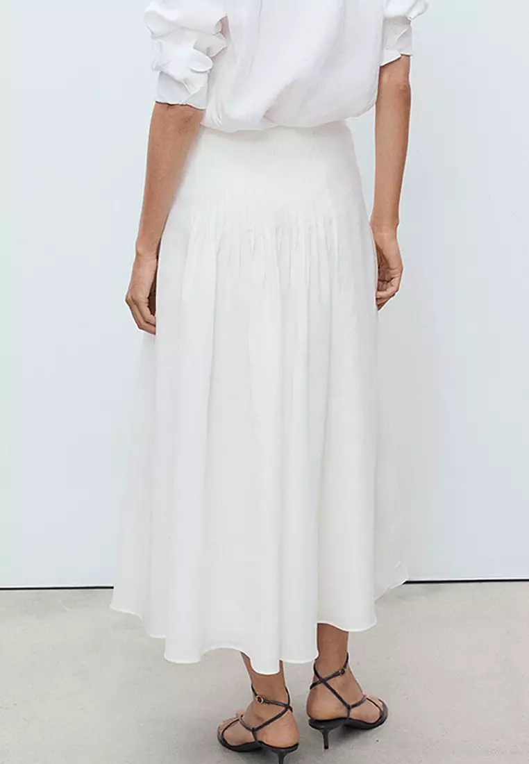 Pleated Midi Mango White Midi Skirt Buy Mango Ramie Pleated Skirt